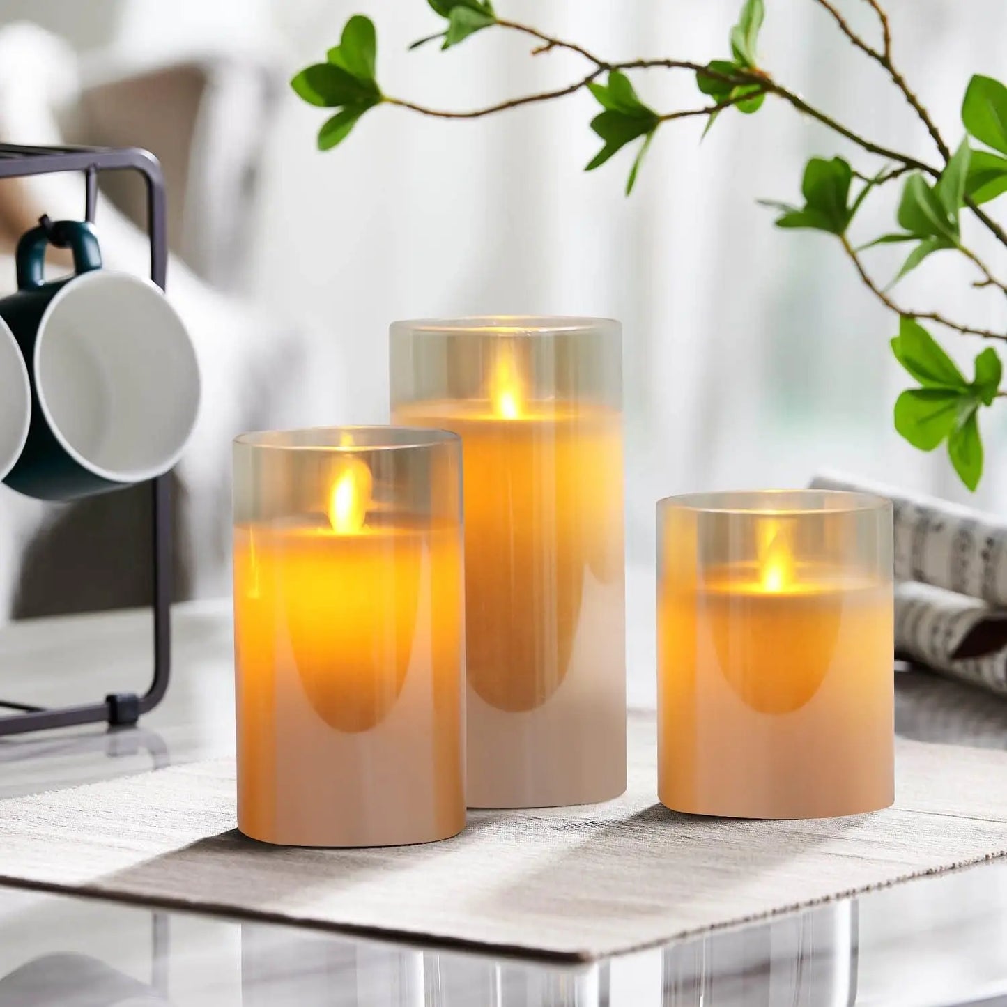 LED Flameless Pillar Candles USB