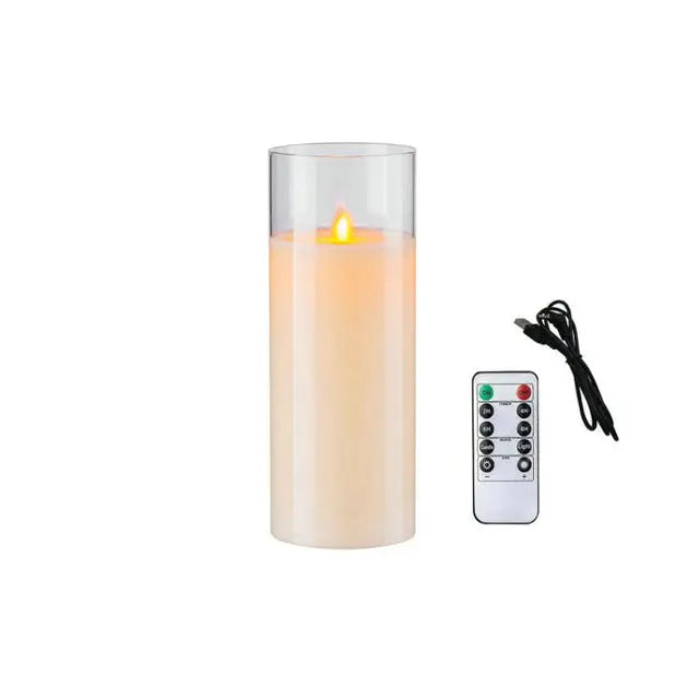 LED Flameless Pillar Candles USB